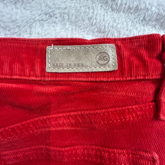 AG Adriano Goldschmied Stevie Ankle Petite Slim Straight Corduroy Pants 25R Red - Picture 3 of 10